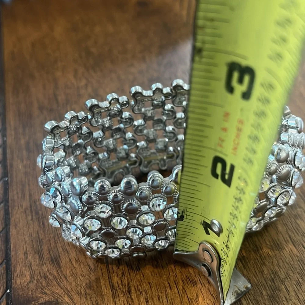 Ring size 8 bracelet rhinestone paved silver tone bling bling fashion jewelry - Picture 17 of 17